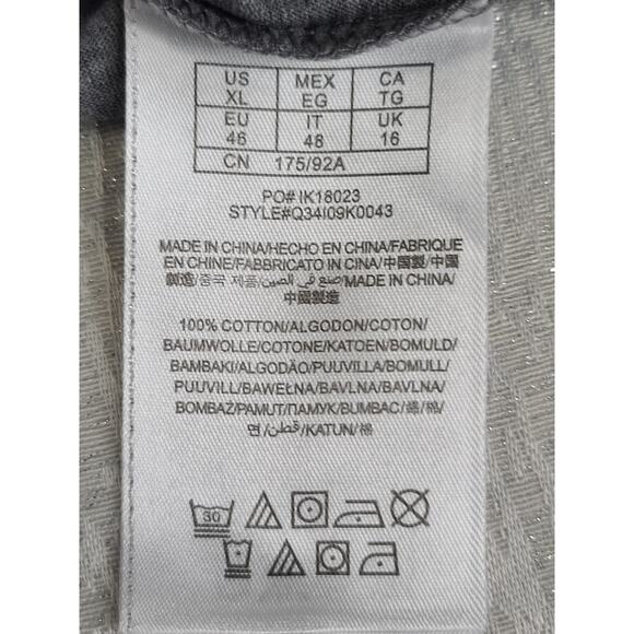 Guess Y2K women's sequin logo tee shirt longer length Size XL Bling Mcbling - Picture 7 of 7